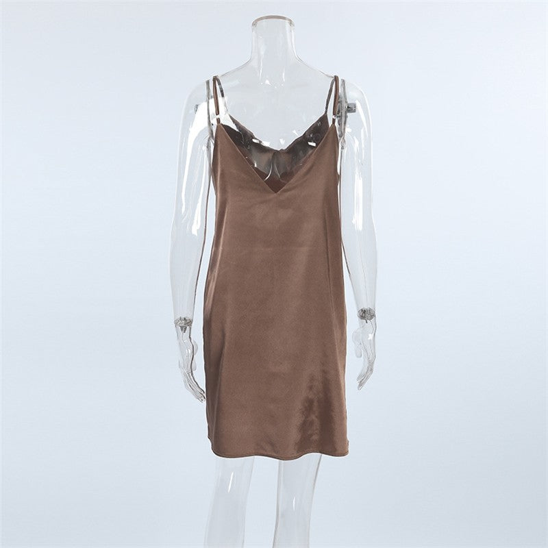 Sleek Backless Halter Nightgown