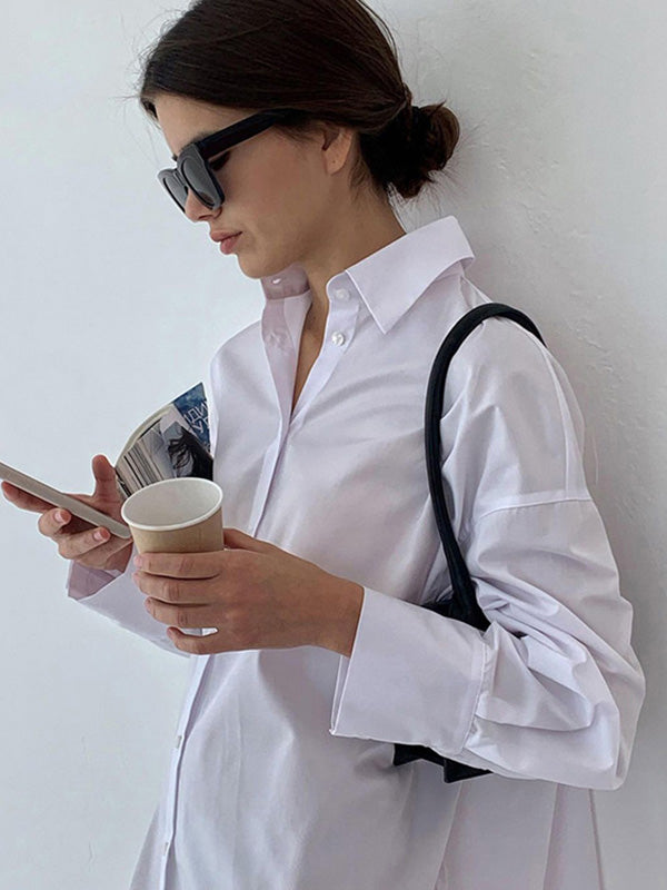 Casual Chic Oversized Long Sleeve Shirt Dress