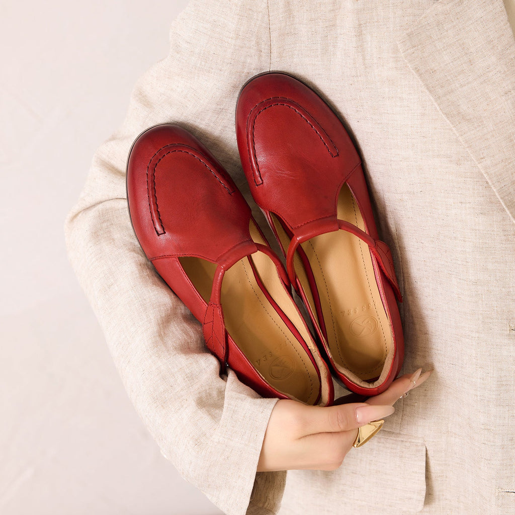 Full Grain Leather Mary Jane Flats