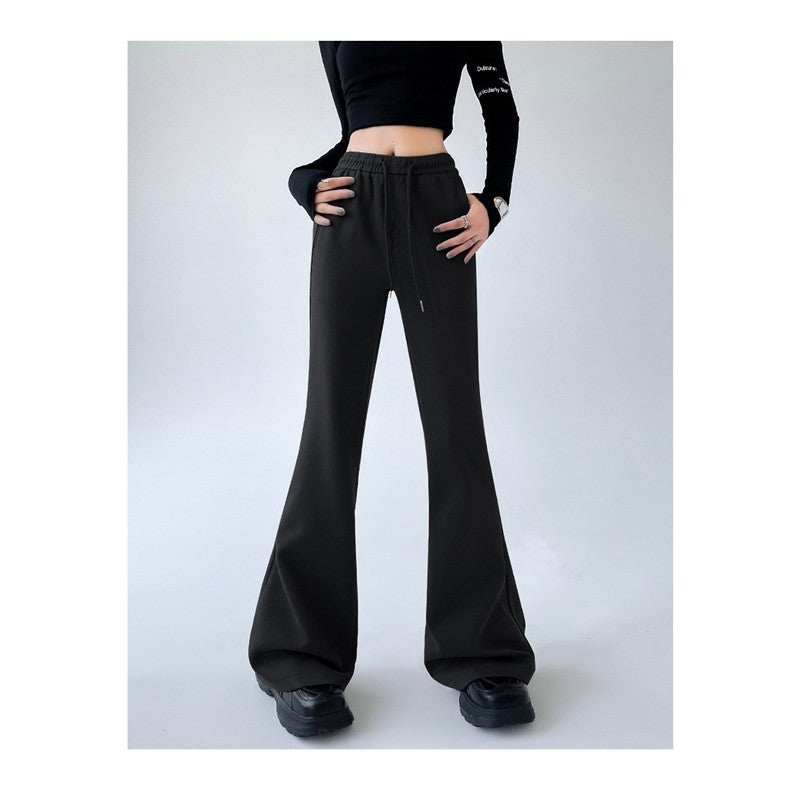 Solid Color High-Waisted Flowy Casual Pants