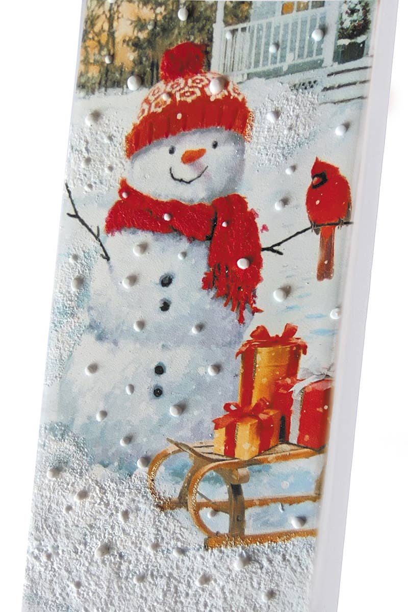 Flatyz Snowman With Sled and Cardinal Candle