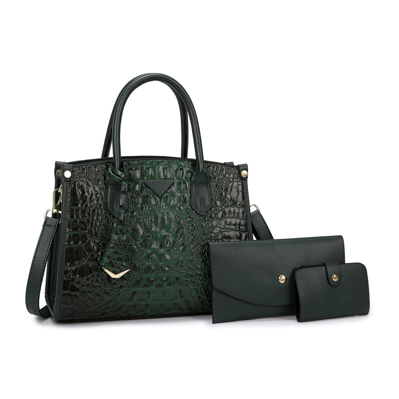Vintage Crossbody Statement Handbag Set for Women - PU Leather Retro Shoulder Bag