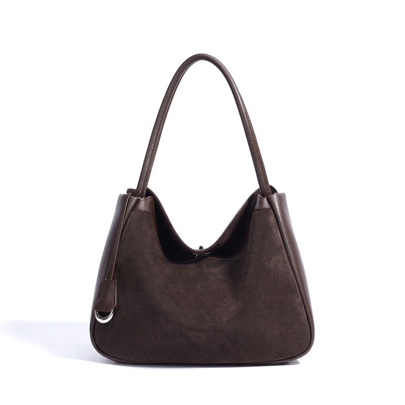 Genuine Leather Tote Bag for Women - Premium Cowhide Shoulder Bag with Zipper Pockets