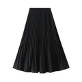 Solid Color Elastic Waist A-Line Pleated Skirts