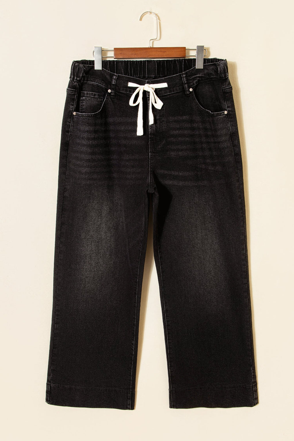 Black Acid Wash Contrast Lace-up Plus Size Jeans