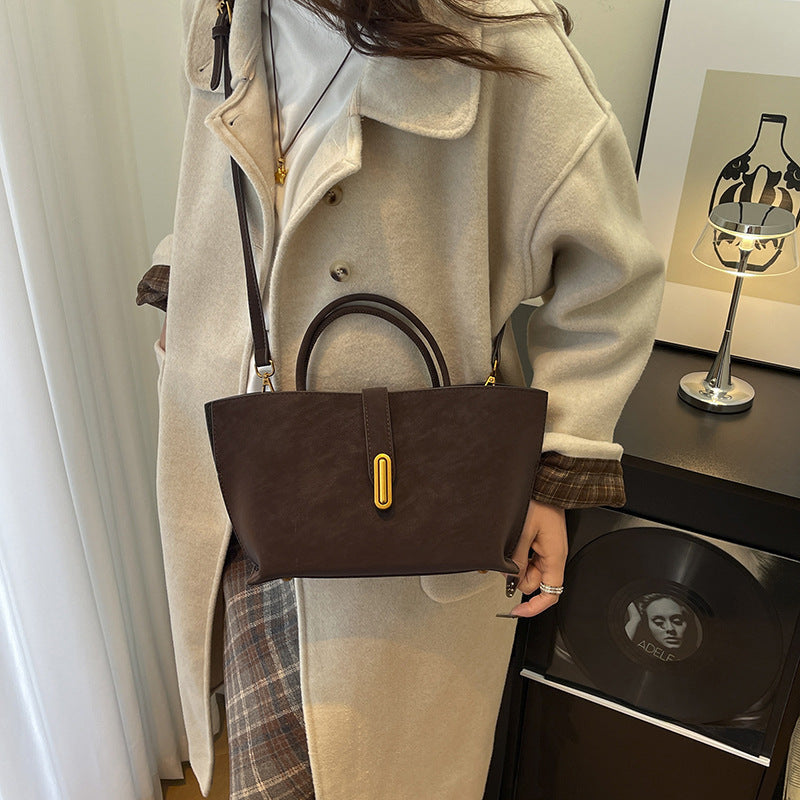Retro High-Capacity Minimalist Suede-Style Tote Bag | Women's Everyday Shoulder Bag