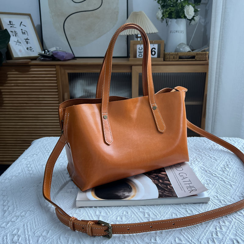 Women's Vintage Soft PU Leather Shoulder Bag | Everyday Commuter Handbag | Coffee & Brown
