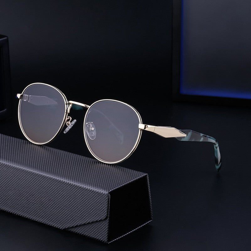 Fashionable Rimless Cut Edge Sunglasses With Metal Ellipse