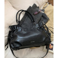 Vintage Biker Underarm Bag for Women - High Capacity PU Leather Crossbody