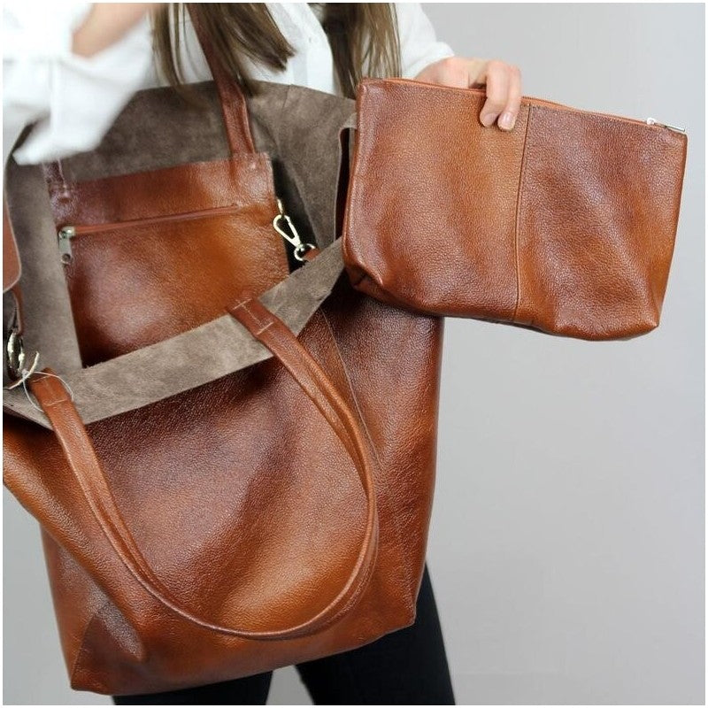 Large Capacity Soft Leather Shoulder Tote Bag