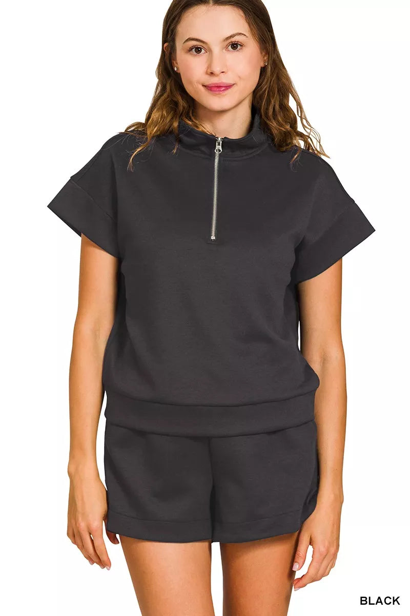 Scuba High Neck Half Zip Top and Dolphin Shorts Set