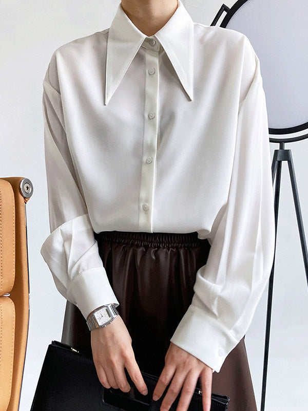 Stylish 3 Colors Solid Color Long Sleeves Blouse