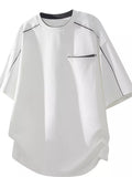 Men's Plus Size Loose Fit Round Neck Contrast Trim T-Shirt