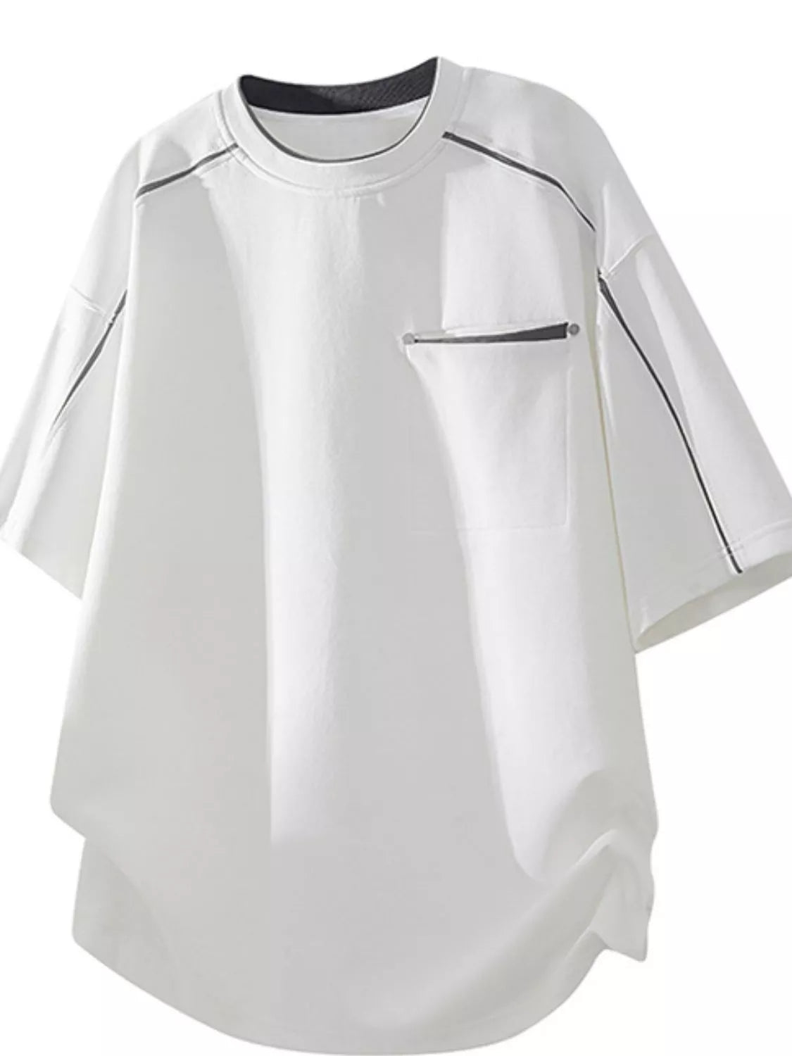 Men's Plus Size Loose Fit Round Neck Contrast Trim T-Shirt