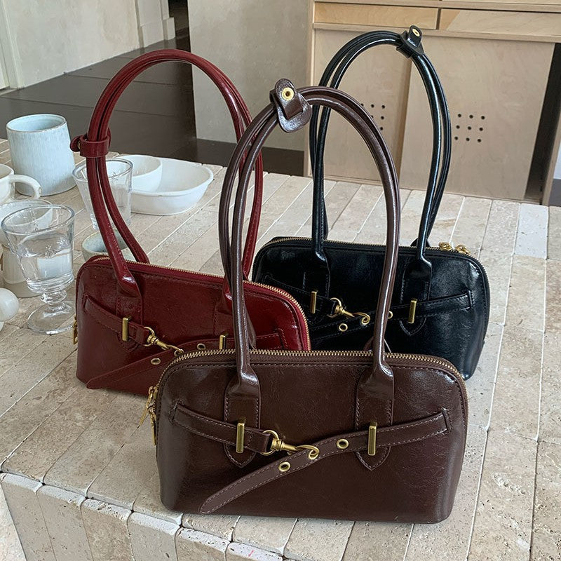 Women's Retro Shell Crossbody Bag - PU Leather Shoulder Bag with Phone Pocket