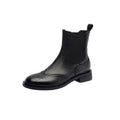 Women's Full-Grain Leather Ankle Boots | Chunky Heel British-Style Mid-Calf Boot