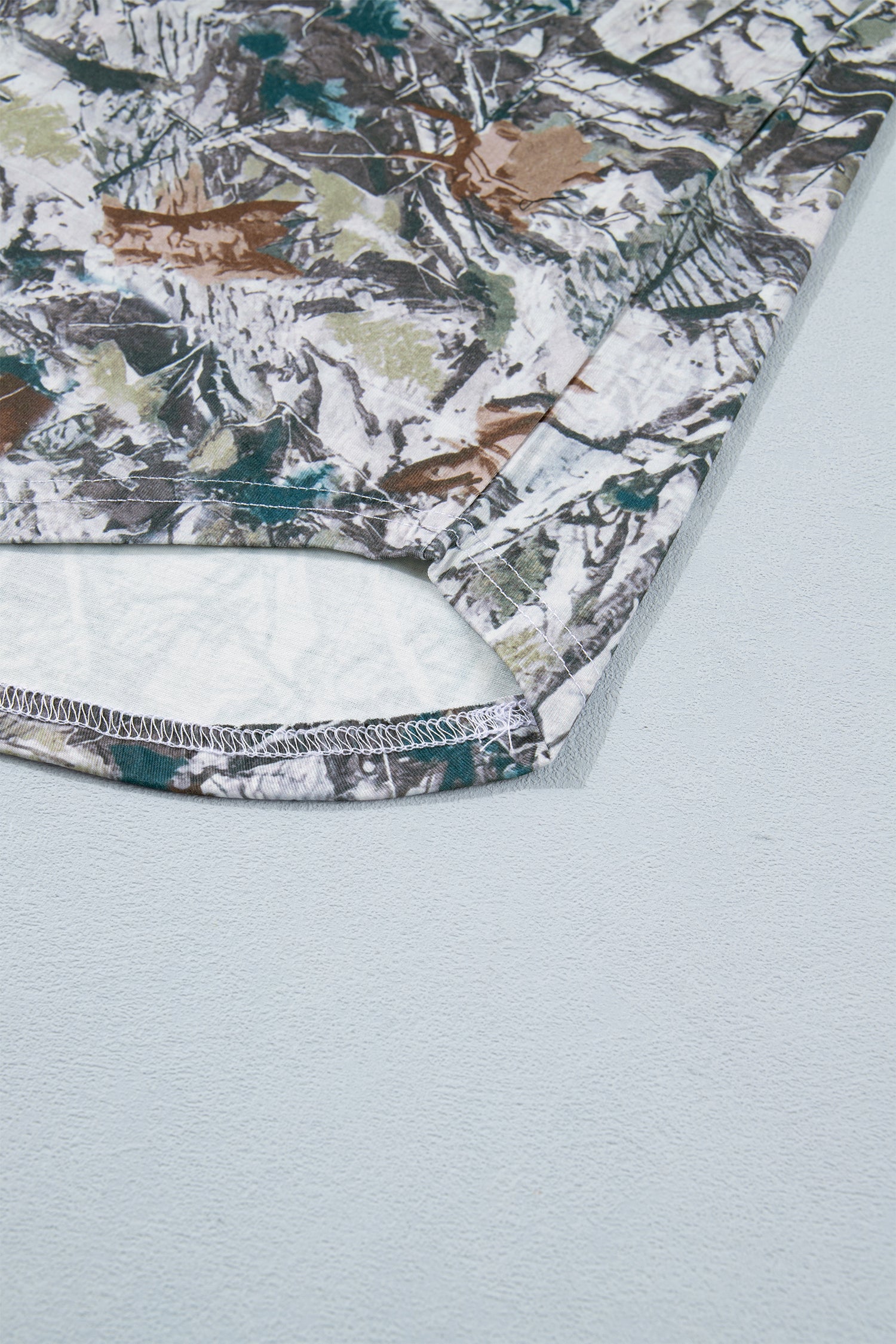 Gray Abstract Woodland Print Tunic Henley T Shirt