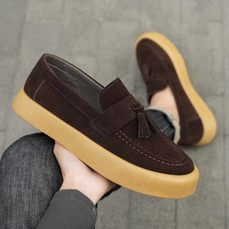 Men's British Style Derby Loafers – Suede Slip-On Casual Shoes