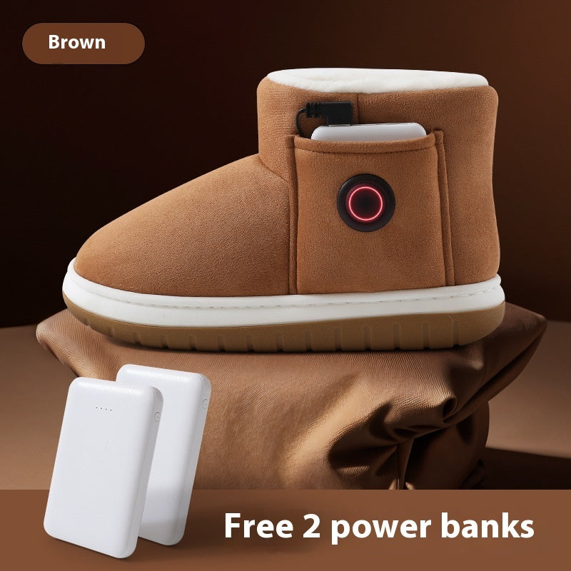 Rechargeable Electric Heated Slippers - USB Foot Warmer Shoes for Winter Home Use
