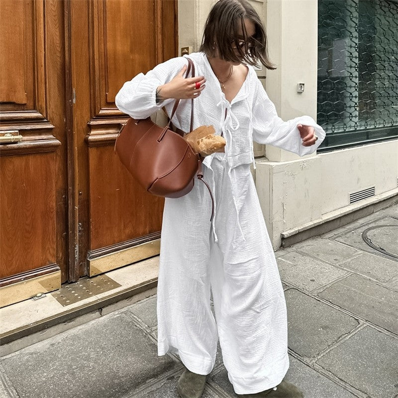 Long Sleeve Long Pants Pajama Set with Matching Belt