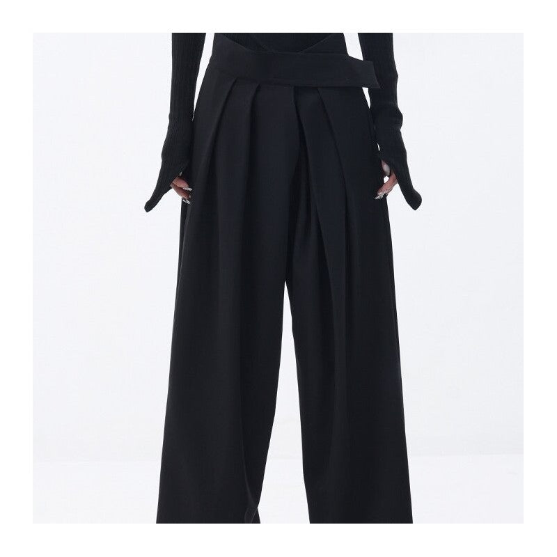 Draped Blazer and Wide-Leg Black Pants