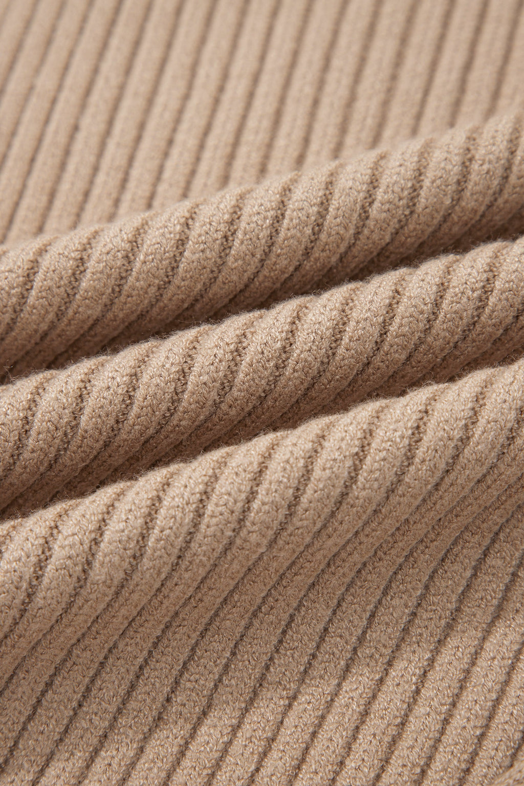 Light French Beige Ribbed Knit Contrast Trim Round Neck Horseshoe Sweater Vest