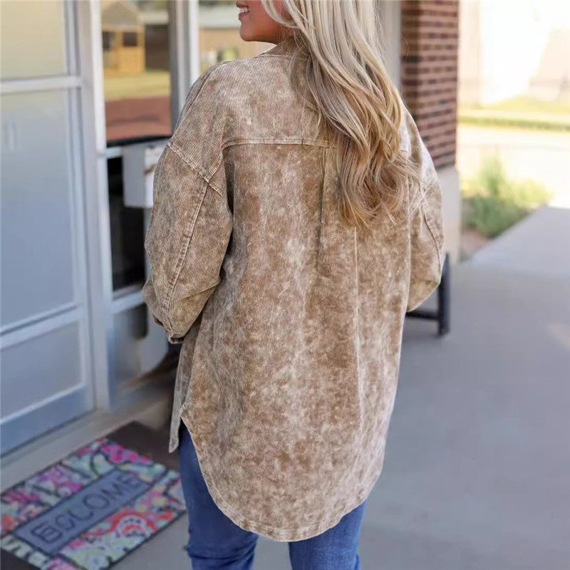 Loose Fit Solid Color Long Sleeve Cover-Up