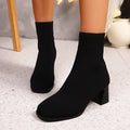 Women's Knitted Ankle Sock Boots – Stretch Slip-On Booties for Autumn | Black Beige Brown