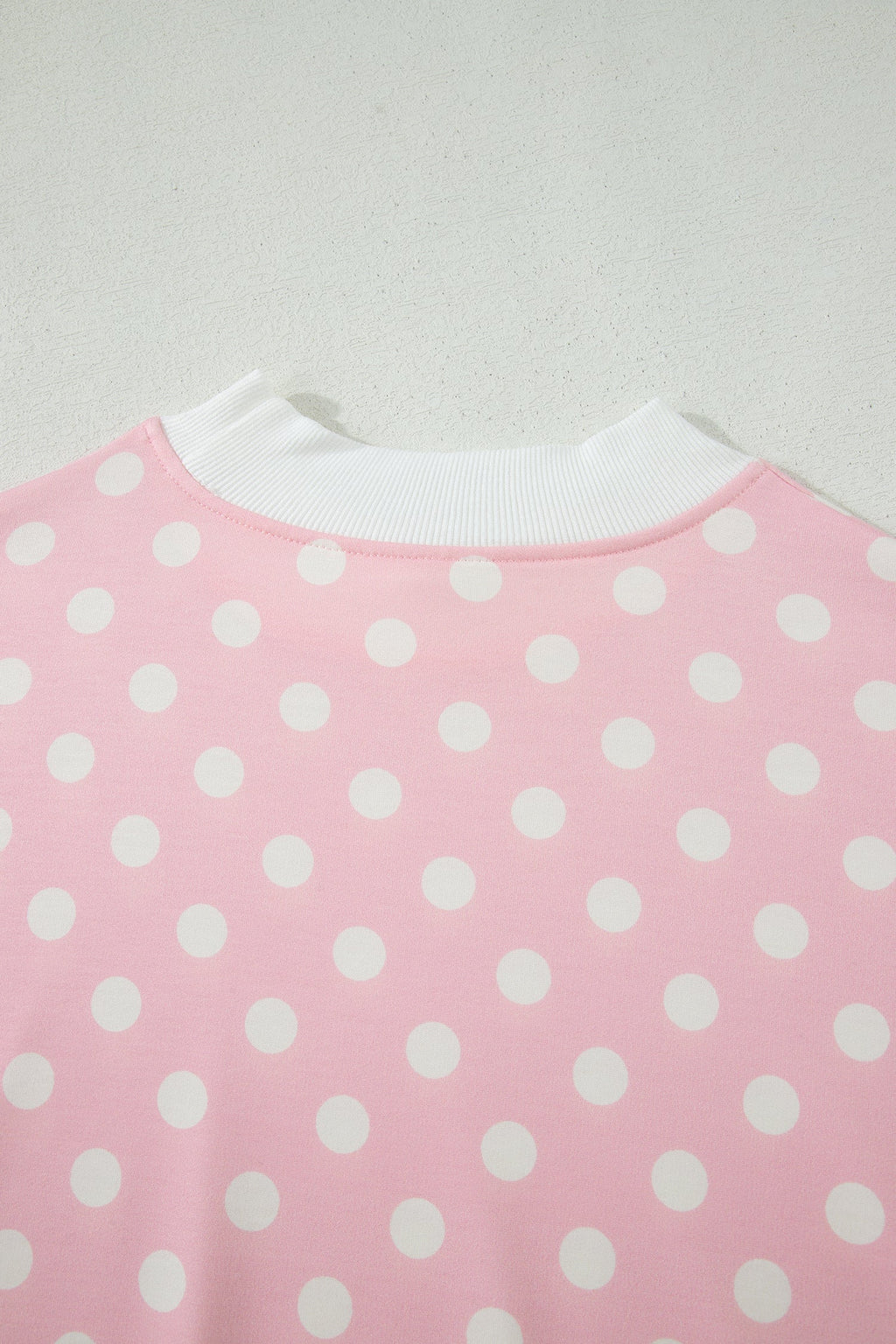 Pink Polka Dot Print Mock Neck Short Sleeve Top Shift Pant Set