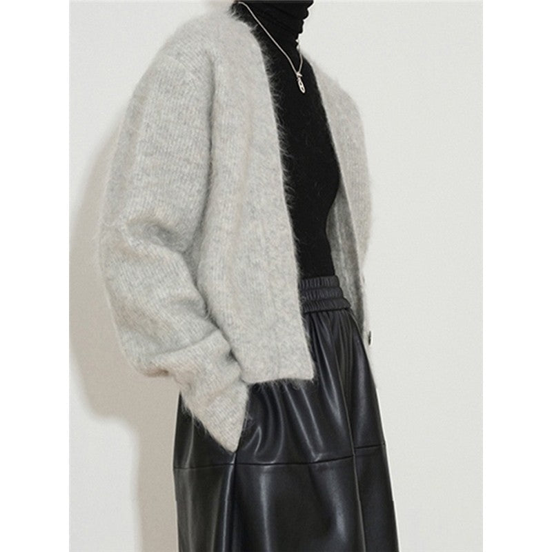 Imitation Mink Velvet Retro Solid Color Long Sleeve Short Cardigan Outerwear