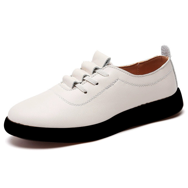 Women's Casual Lace-Up Leather Shoes – Lightweight Soft-Soled Comfort Flats