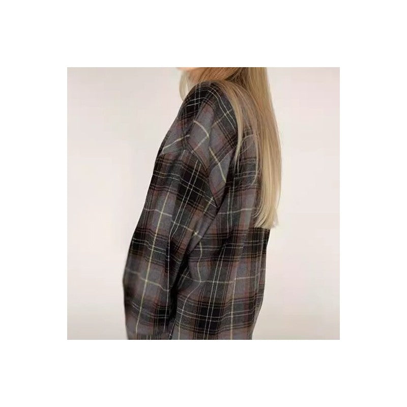 Relaxed Fit Plaid Long Sleeve Shirt
