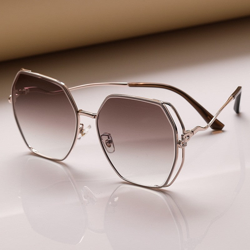 Fashion Large Metal Frame Outdoor Sun Protection Polarized Sunglasses