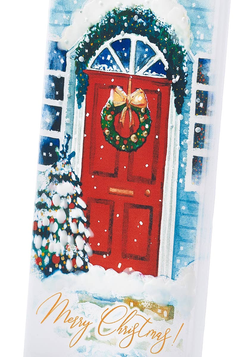 Flatyz Merry Christmas Front Door with Wreath Candle