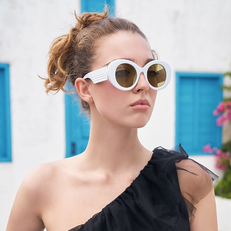 Oval Frame Wide Leg Sunglasses For Women