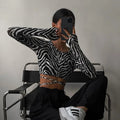 Christy Zebra Print Long Sleeve Crop Top