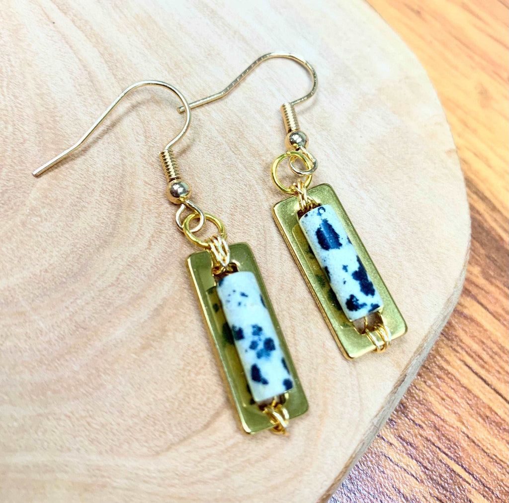Cookie Handmade Dalmatian Jasper Earrings