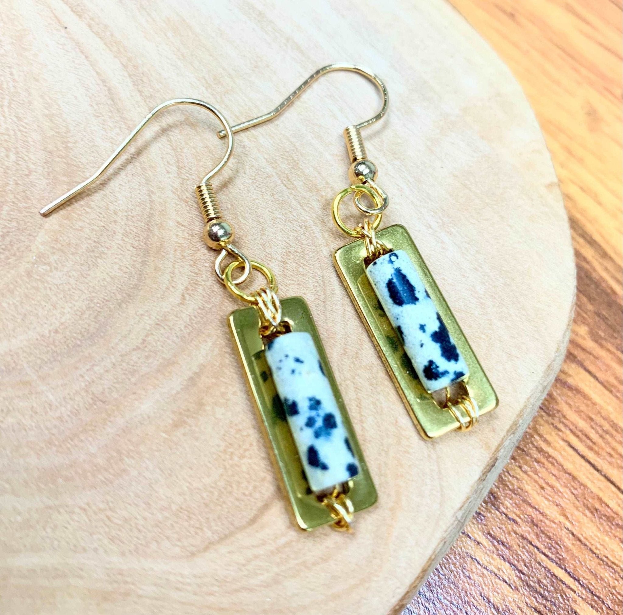 Cookie Handmade Dalmatian Jasper Earrings