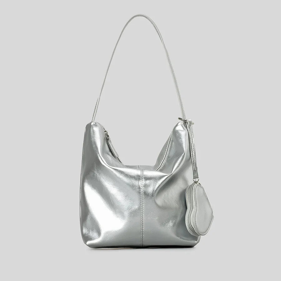 Cosmo Veil Bucket Shoulder Bag with Heart-Shaped Purse