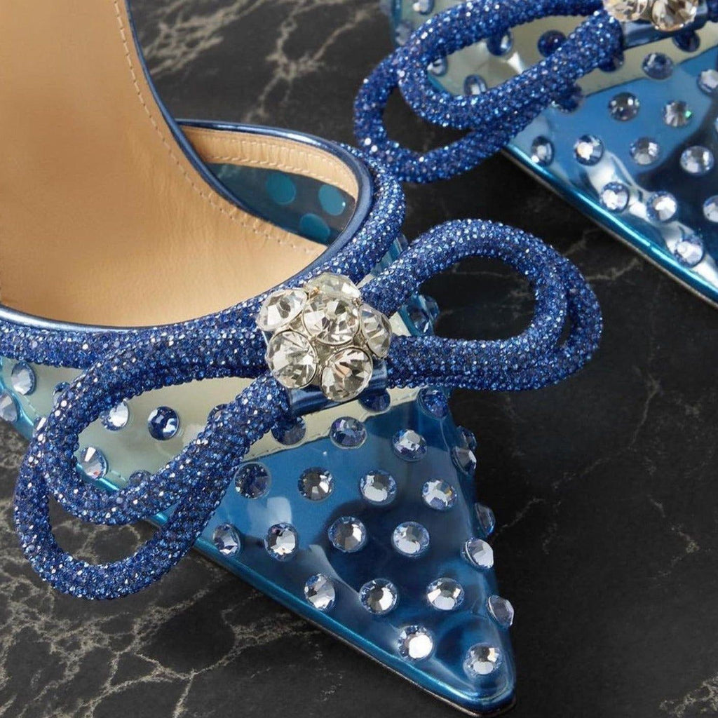 Crush Wrap Around Diamond Bow Blue Heels