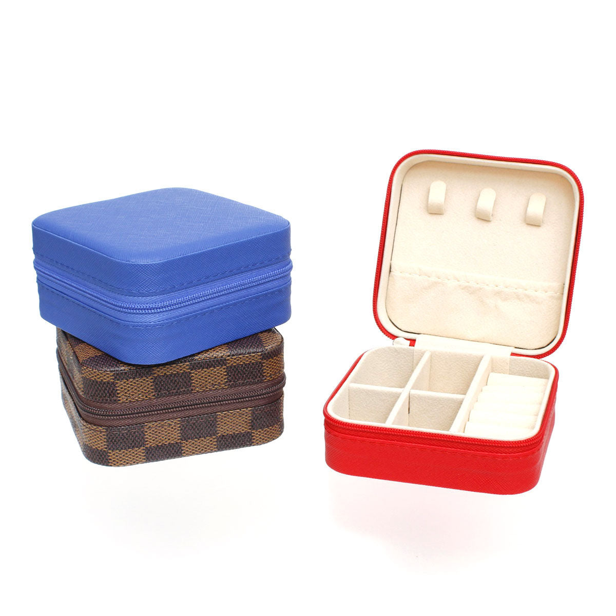 Jewelry Box Organizer Square Travel Case in Blue for Women Stylish Chic