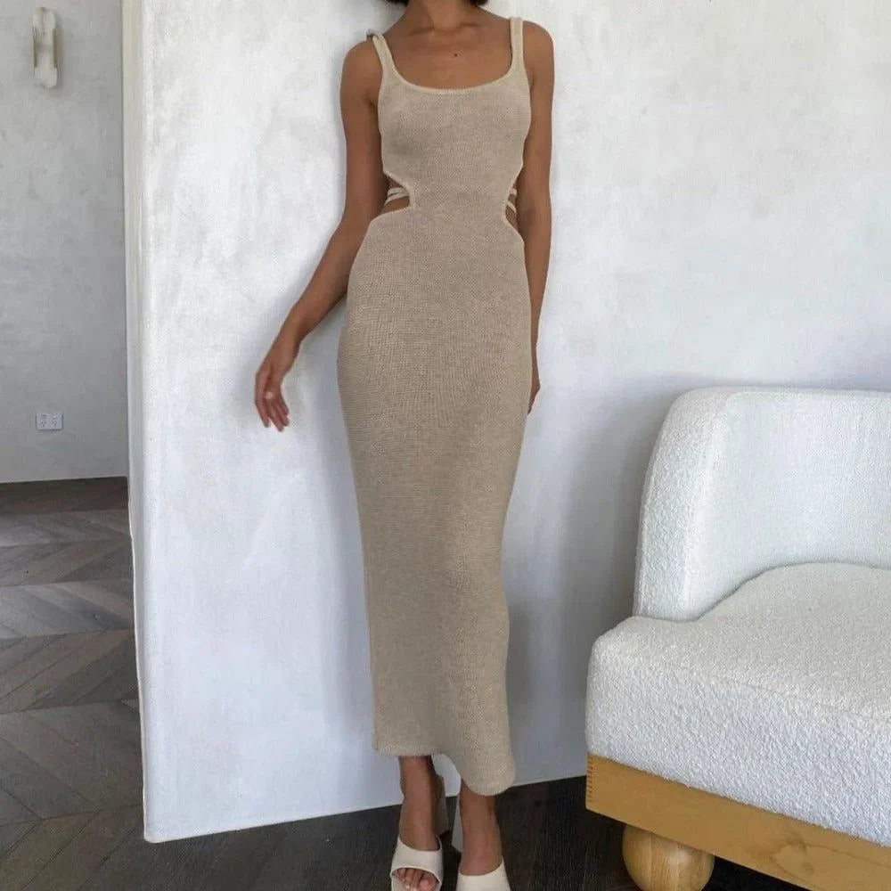 Cyclone Champagne Cut Out Maxi Dress