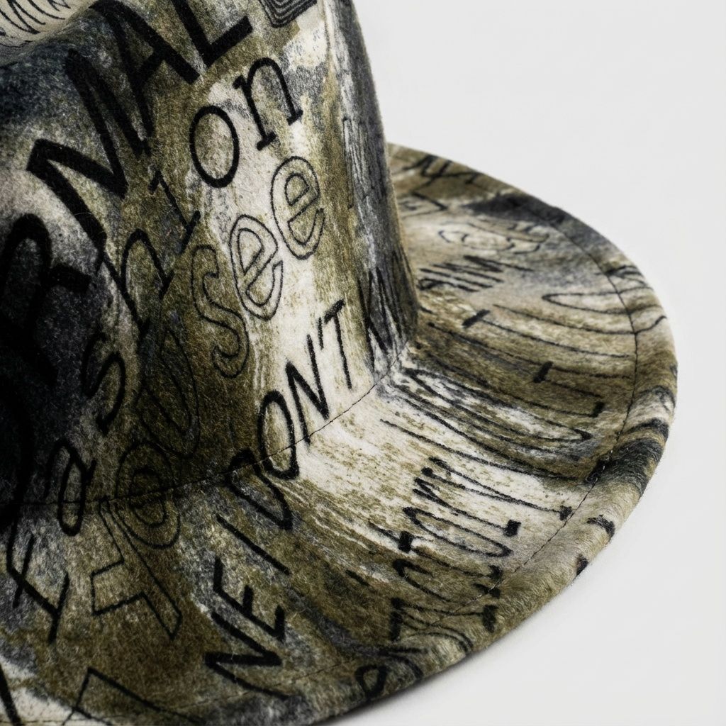 Fashion Fedora Hat Olive Green Black Tie Dye Graffiti Trendy Casual Accessory