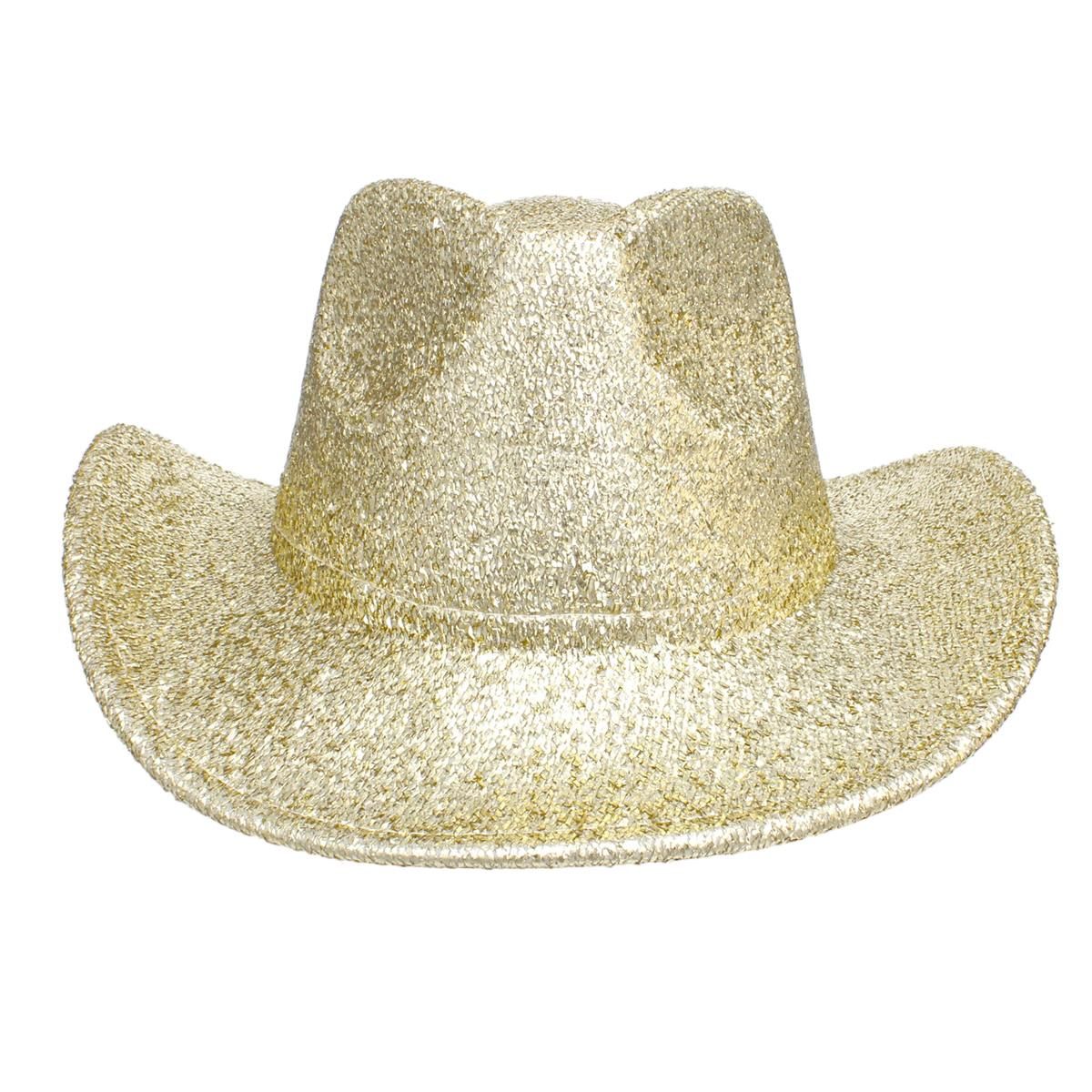 Fashion Cowboy Hat Gold Metallic Glittering Stylish Statement Accessory