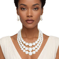 Women’s Layered Pearl Necklace Cream Bubble Gum Stylish Statement Jewelry
