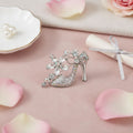 Fashion Brooch Silver Pin Clear Crystal High Heel Flower Stylish Accessory
