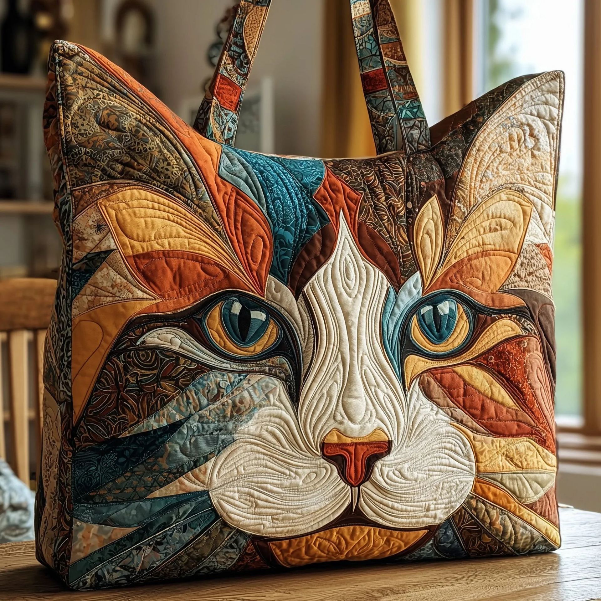Quilted Digital Print Tote Bag - High Capacity Women's Shoulder Bag with Embroidery