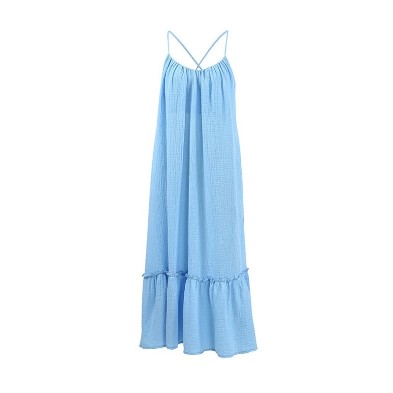 Elegant Backless Nightgown with Loose Fit and Spaghetti Straps