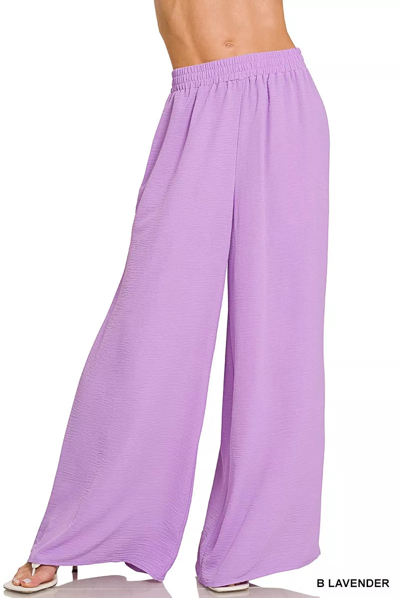 Woven Airflow Twisted Top & Wide Leg Pants Set