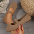 Women's Breathable Knit Mesh Flats | Square Toe Slip-On Shoes